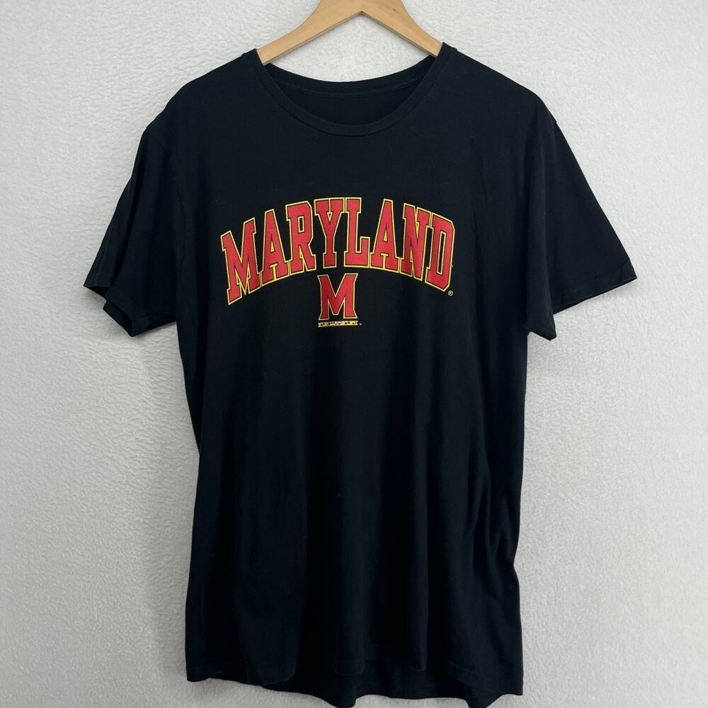 UNIVERSITY OF MARYLAND Shirt Mens L Terrapins Collegiate MD College Cotton Black
